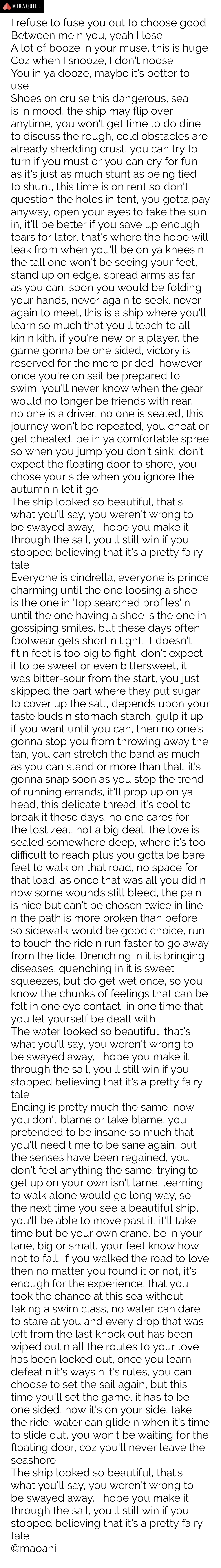 Excerpt from Miraquill writing sample 1